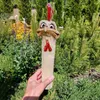 Trädgårdsdekorationer rolig kyckling figur kreativ dekoration gård staty handgjorda struts huvud för konst