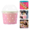 Disposable Cups Straws 50 Pcs Ice Cream Paper Holder Jelly Cake Containers Dessert Pudding Transparent Lids Sundae