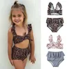 Conjuntos de roupas Moda 2 Pcs Criança Bebê Menina Leopardo Swimwear Sem Mangas Tops Banheira Terno Bikini Outfits Swimsuit Set Drop Delivery K Dhuqo