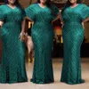 Grande taille formelle Dr femmes vert soirée robe de mariage 5XL élégant Simple Sequin Lg Dres grandes tailles vêtements a660 #