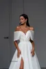 Splendido spalle scoperte V-ncek Organza A Line Wedding Dres spacco laterale fiocco posteriore Boho abiti da sposa Princ Robe de Mariee F1Ks #