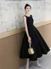 Sexy Backl Big Bow-tie Evening Guest Lg Party Summer Dres per le donne 2023 Elegante nero Prom Compleanno Ball Gown Vestidos i4bm #