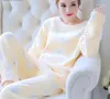 Vêtements de nuit pour femmes H5984 Femmes Pyjamas Costume Hiver Épais Flanelle Chaud Thermique Ensemble Fille Mignon À Manches Longues Corail Velours Dessin Animé Vêtements De Nuit