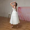 Kort bröllop DR 2024 Civil Dres Sexig älskling Enkel brudklänningar Mid-Calf Satin Bride Backl O5RG#