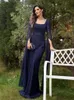 Lucyinlove Luxury Chiff LG Sleeves Navy Evening Dr. LG 2024 Elegante Partido de Casamento Prom Arábia Cocktail Dr. Vestido L75i#