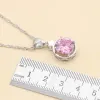 Ensembles XUTAAYI 925 ensembles de bijoux de mariage en argent pour femmes forme ronde rose Zircon Bracelet boucles d'oreilles collier pendentif bague boîte-cadeau