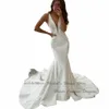 lakshmigown Plunging V Neck Sexy Beach Wedding Dres For Women 2024 Trouwjurk Backl Crepe Lg Mermaid Bridal Gowns M4PQ#