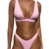 Mulheres de banho sexy push up bikini maiô feminino profundo decote em v estiramento havaiano divisão multi cor sólida beachwear