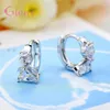 Hoopörhängen 925 Sterling Silver Jewelry for Women Angel Shape CZ Crystal Earring Romantic Engagement Presentleverans