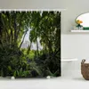 Tende da doccia Foresta pluviale tropicale Tessuto stampato Tenda Foresta Paesaggio Bagno Schermo Poliestere impermeabile Prodotto Home Bathroom Decor