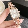 2024 Montre-bracelet de marque de mode pour femmes Carré Luxe Lady Girl style Chaîne en acier Bracelet bande montres à quartz Livraison gratuite