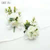 LKY FR Wedding Boutniere Groom Brooch FRS Artificial Roses Armband för brud Corsage Pins äktenskap bröllopsmän Buttol H09L#