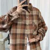 Spring herfst plaid mannen met lange mouwen, losse trendy, casual en knappe studenten, met een geborsteld shirtjack voor bovenkleding