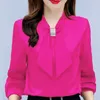 Women's Blouses Office Lady Stylish V-Neck Bow Blouse Spring Autumn Solid Color Basic Clothing Long Sleeve Chic Diamonds Korean Shirt
