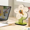 Bordklockor Cream Style Desktop Decoration Målning Creative Flower Living Room TV Cabinet Minimalist Silent Clock Swing