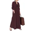 Casual Dresses Women Lapel Dress Spring Maxi With Turn-down Collar Single-breasted Long Sleeve Ankle Length Women's Loose Shirt Type