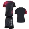 Heren trainingspakken Zomersweatshirt Set Badminton T-shirt en shorts Sport-T-shirt voor hardlopen Tennisshirt Broek Ademend