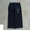 Jnco Jeans Y2K Hommes Hip Hop Carto Graphique Baggy Jeans Rétro Pantalon Noir Nouveau Harajuku Gothique Taille Haute Pantalon Large 205M #