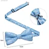 Dibangu Mode Bleu Paisley Bowtie Mouchoir Manchette Set pour Homme Mariage Business Party Luxe Pré-attaché Hommes Bow Tie Cadeaux Y240329