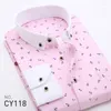 Camisas de vestido masculinas impressas camisa de manga longa coreano magro juventude xadrez versátil moda casual floral polegada processo livre de ferro