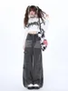 Damesjeans Amerikaanse retro harajuku klinknagel wijde pijpen broek winter preppy stijl gothic meisje rechte pijpen straat baggy vrouwen