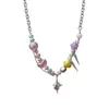 2024 NY COLOR LOVE SPLICING STAR AWN Halsband Kvinnlig hipster Spice Sweet Cool Personality CollarBone Chain Pendant
