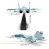 1: 100 Su-27 Flanker Diecast Metal Aircraft Model Kit Fighter Alloy Pre-Build Airplane med Display Stand for Adults Entusiasts Collections eller gåva