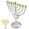 Ljushållare Menorah Holder Vintage Classic Geometric Candlestick Stand har 9 Candles Home Decor for Events Bankets Family