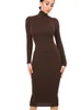 Winter Black Turtleneck Sexy Women Dress Autumn Long Sleeve Skinny Midi Boydcon Casual Blue Plush KneeLength Party Club 240320