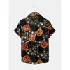 Men's Casual Shirts Halloween Hawaiian Shirt Digital Printing Y2k Hombre Short-sleeve Tops Street Retro Harajuku Clothes