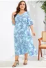 Flare Manches Plus Taille Dres V-Cou Femmes Imprimé Vacances Plage Dr Office Lady Élégant Fi Casual Printemps Eté S5jV #