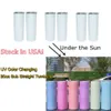 Stock in USA 20oz Sublimation Straight Skinny Tumbler Sunlight Sensing Stainless Steel Insulated Vacuum UV Color Changing Tumblers309e