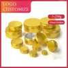 Lagringsflaskor 10/20/50/100pcs 5G 10G 30G Golden Aluminium Jar Hair Wax 50G Lip Cream 150/250G CASE TRESS MC2312083