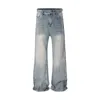 남자 청바지 스트리트웨어 Y2K Pantalones Hombre Washed Baggy Flare Unisex Straight Frayed 캐주얼 데님 바지 대형화물 바지