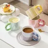 Tassen Galvanikfarbe Niedliche Tasse Luxusschmuck Glanz Keramik Kaffeetassen Schöne Geschenke Rosa Gelb Purper Grün Französischer Tee