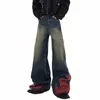 Несколько мужчин Брюки из искусственной кожи Мешковатые джинсы Нишевый дизайн Wed Кожа Лоскутная уличная одежда Свободные повседневные джинсовые брюки с Wie Leg 9C1719 E1Rd #