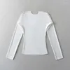 Women's T Shirts Women Crew Neck Long Sleeve Slim Top Without Edge Trimming