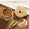 Copos Pratos Utensílios 1 PC Bebê Alimentando Tigela De Bambu Dos Desenhos Animados Animal Urso Bebê Prato De Jantar Criança Alimentação Louça Com Ventosa De Silicone Pratos Infantis 240329