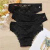 Women's Panties FINETOO 3Pcs/Set Women Lace Sexy Low Waist Brazilian Briefs Transparent Hollow Out M-2XL Intimate Big Size Lingerie