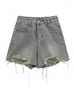 Women's Shorts Ripped Hole Denim Summer 2024 Retro High Waisted Slimming A-line Wide Leg Short Pants Loose
