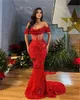 Sparkly Red Sequin Mermaid Prom Dres Alças Dubai Mulheres Evening Party Vestidos LG Glitter Charming Vestidos De Fiesta u1nH #