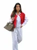 Fi Red Cardigan tricoté pour femmes Casual Sleevel Pull à simple boutonnage 2024 Printemps Automne O Cou Tricots High Street W8zq #