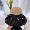女性デザイナー刺繍の花の帽子ファッションビーチハットボウノットデザインチャポーのための麦わら帽子