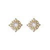 Boucles d'oreilles à tige en argent Sterling S925, Style Instagram, luxe léger, plein de diamants carrés et ronds, petites et élégantes pour femmes