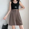 Women's Pants Summer Loose Casual Solid Color Knee Length Suit Ladies High Waist All-match Wide Leg Chiffon Shorts Clothing