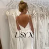 lsyx Simple V-Neck Sleevel Satin Pleats White Mermaid Wedding Dr Open Back Court Train Bridal Gown Custom Made L2qh#