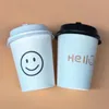 Disposable Cups Straws 9 Oz OEM 100pc Office Cup Cover Thickened Paper Custom Printed LOGO Hardened Large Wholesale