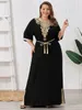 Plus Size Donna Musulmana Dr Maniche corte Vintage Rhinestes Ricamato Lg Dres Medio Oriente Arabo Robe Islamico Panno z338 #