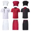 Camisa de chef Sombrero Abril Hotel Cocina Chef Uniforme Conjunto 3 unids Unisex Abril Sombrero Soporte Collar Camisa de manga corta Restaurante Cocina K2Ji #