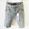 شورت Desinger Men's Shorts Denim High Street Hip-Hop ممزق سراويل أنيقة ونحيفة الجينز بطول الركبة على التوالي